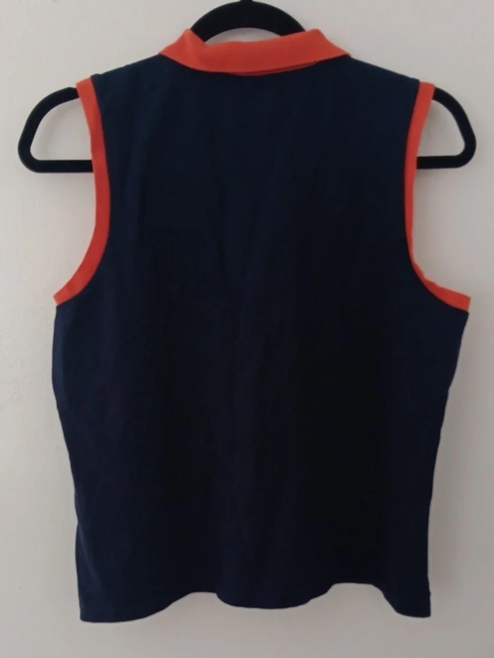L-RL Ralph Lauren Navy Sleeveless Polo with Orange Trim #3825